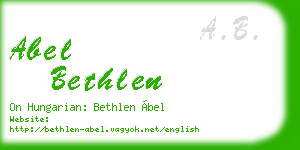 abel bethlen business card